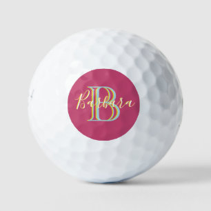 Balles De Golf Fun Hot Rose Bleu Jaune Personnalisé Monogramme No