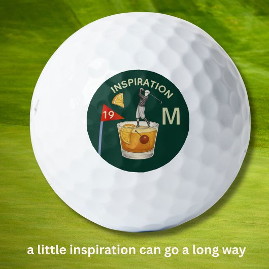 Balles De Golf Fun Inspirational 19th Hole Cocktail Monogram