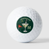 Balles De Golf Fun Inspirational 19th Hole Cocktail Monogram (Recto)