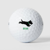 Balles De Golf Fun Scottie Chien Monogramme Vert Personnalisé (Devant)