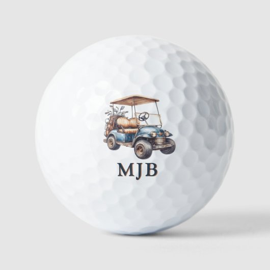 Balles De Golf Fun Unique Golfer Cart Custom 3 Initial Monogram (Recto)
