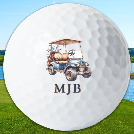 Balles De Golf Fun Unique Golfer Cart Custom 3 Initial Monogram