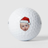 Balles De Golf Funky Custom Face Photo Père Noël Head Christmas (Devant)