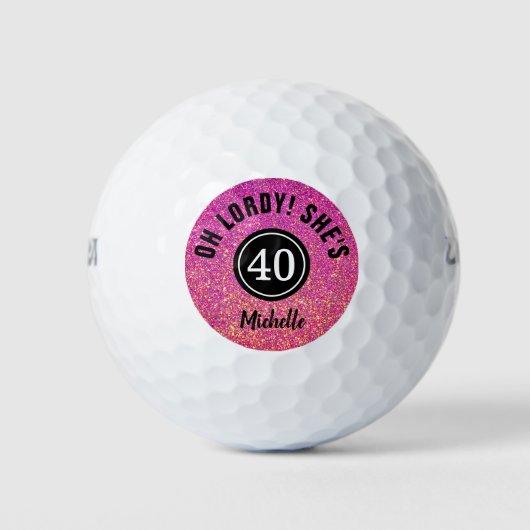Balles De Golf Funny 40e anniversaire Parties scintillant rose pe (Devant)