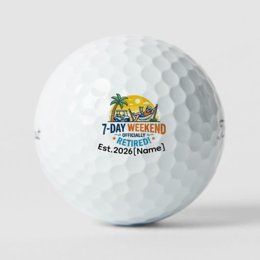 Balles De Golf Funny 7-Day Weekend Officially Retired Golf Ball (Recto)