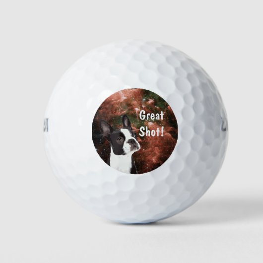 Balles De Golf Funny Boston Terrier dans Space Golf Ball (Devant)