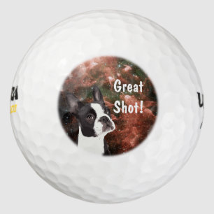 Balles De Golf Funny Boston Terrier dans Space Golf Ball