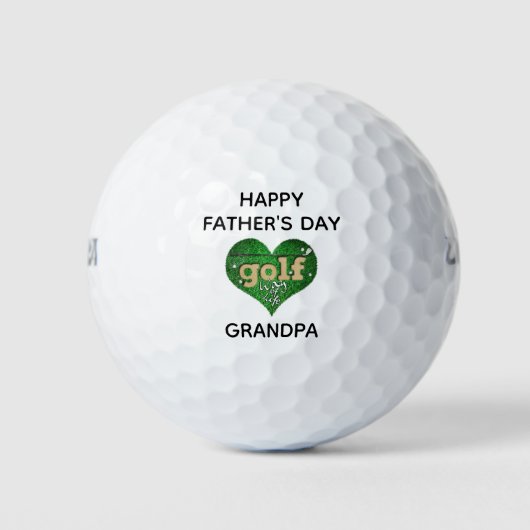 Balles De Golf Funny Cute Grandpa Fathers Day Heart Golfer (Devant)