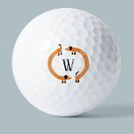 Balles De Golf Funny Dachshund Saucisse Chien Monogramme<br><div class="desc">Dachshund mignon et drôle,  chiens de saucisse ou chiens plus vierges en mouvement perpétuel. Customiser en modifiant ou en supprimant l'initiale.</div>