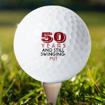 Balles De Golf Funny Golf Balls 50e fête d'anniversaire Monogramm<br><div class="desc">Votre golfeur qui a cinquante ans se fera un plaisir de ces balles de golf personnalisées. Dispose d'un design avec le texte "50 ans et toujours en mouvement". (Vous pouvez modifier le nombre en n'importe quelle année et la couleur à votre choix.) Personnalisez avec des initiales monogrammées, le nom ou...</div>