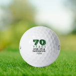 Balles De Golf Funny Golf Balls 70e fête d'anniversaire Monogramm<br><div class="desc">Votre golfeur qui atteint soixante-dix ans va se faire rire de ces balles de golf personnalisées. Dispose d'un design avec le texte "70 ans et toujours en mouvement". (Vous pouvez modifier le nombre en n'importe quelle année et la couleur à votre choix.) Personnalisez avec des initiales monogrammées, le nom ou...</div>