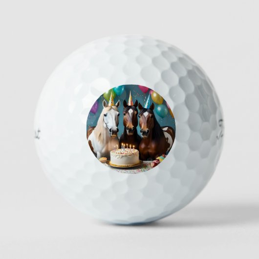 Balles De Golf Galloping in Fun : Un Cheval fête d'anniversaire (Recto)