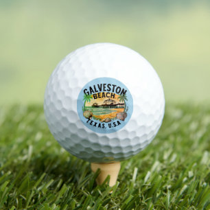Balles De Golf Galveston Beach Rétro Vignette