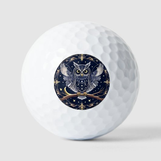 🦉 Balles de Golf Geometric Night Owl Nuit Étoilée (Recto)