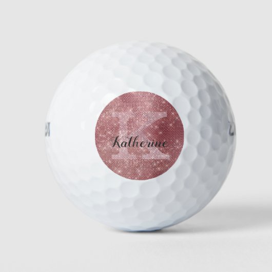 Balles De Golf Girl Dusty Rose Gold Cool Diamond Nom (Devant)