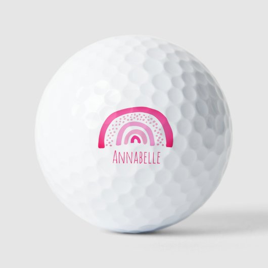 Balles De Golf Girl Pink Rainbow Prénom (Recto)