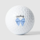 Balles De Golf Girly Light Blue Bow Lady Golfer Custom Name (Recto)