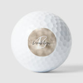 Balles De Golf Glam Champagne Gold Script Monogram  (Recto)
