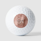 Balles De Golf Glitterie Rose or Glam Monogramme (Recto)