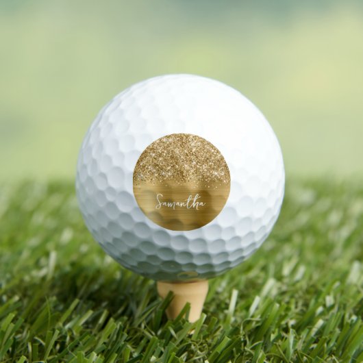 Balles De Golf Glittery Gold Glam Nom du script (T-shirt Insitu)