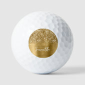 Balles De Golf Glittery Gold Glam Nom du script (Recto)