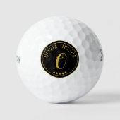 Balles De Golf Gold Black Monogram nom personnalisé Srixon (Recto)