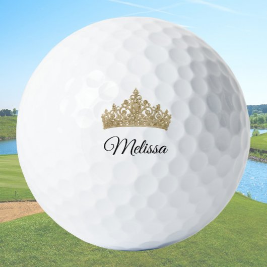 Balles De Golf Gold Crown and Custom Name Pretty