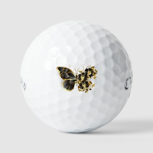 Balles De Golf Gold flower Butterfly with Black Orchid (Recto)