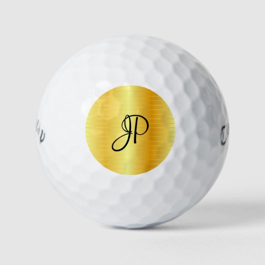 Balles De Golf Gold Look Monogrammed Elegant Nom Modèle (Devant)