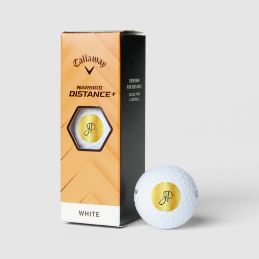 Balles De Golf Gold Look Monogrammed Elegant Nom Modèle (Emballage)