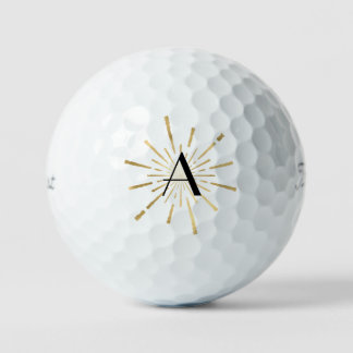 Balles De Golf Golden Starburst Art Déco Monogramme