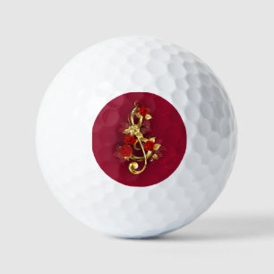 Balles De Golf Golden Treble Clef avec fleurs Roses