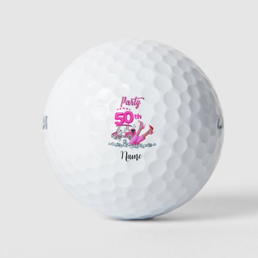 Balles De Golf Golf 50e anniversaire femme golfer thème rose (Devant)