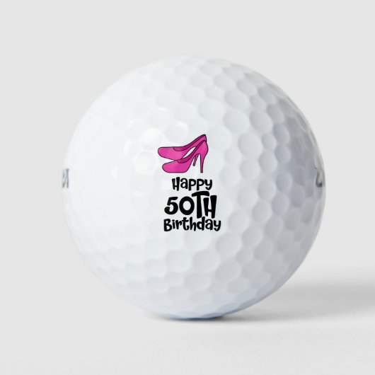 Balles De Golf Golf 50e anniversaire pour femme golfer rose talon (Devant)