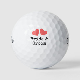 Balles De Golf Golf avec deux coeur rouge mariée & mariage de mar