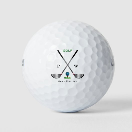 Balles De Golf Golf Ball and Clubs Logo, Monogramme Initial (Devant)