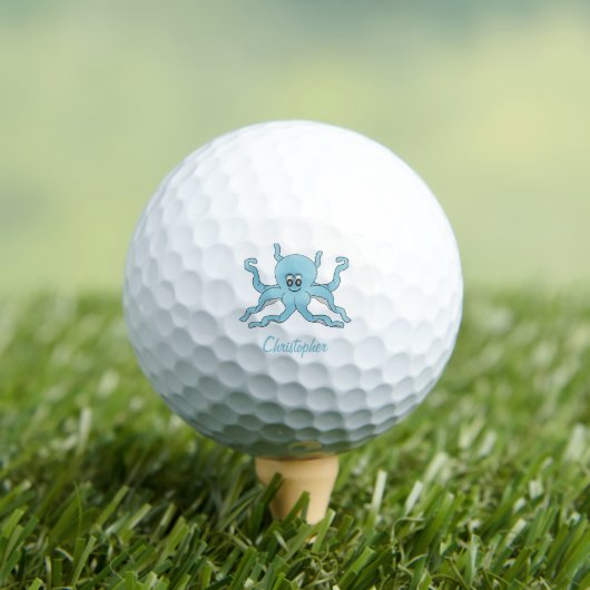 Balles De Golf Golf Balls Blue Octopus Design (T-shirt Insitu)