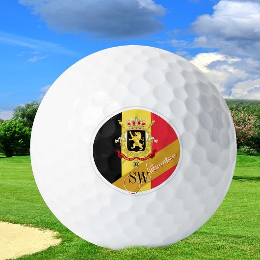 Balles De Golf Golf Belgique & Monogram, Drapeau belge /or