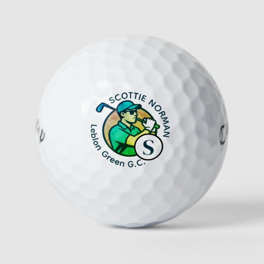 Balles De Golf Golf Club Nom Modern Monogramme (Devant)