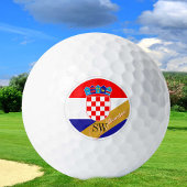 Balles De Golf Golf Croatie & Monogramme, Drapeau croate /or
