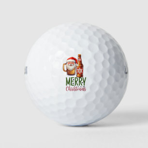 Balles De Golf Golf de Noël de père Noël golf et bière drôle