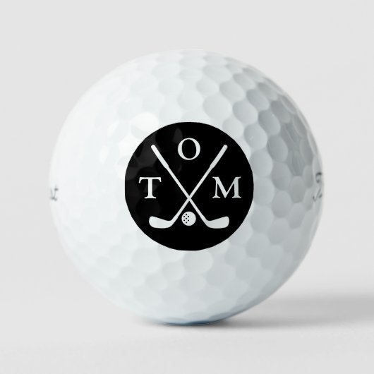 Balles De Golf Golf Élégant Typographie Monogramme Nom (Recto)