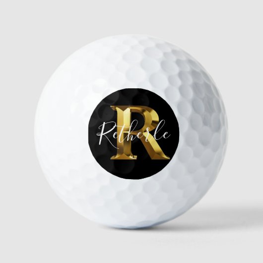 Balles De Golf Golf Golden monogram name & initial golf balls (Recto)