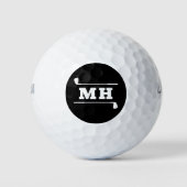 Balles De Golf Golf Initiales Classique Prépa Simple Noir Blanc (Devant)
