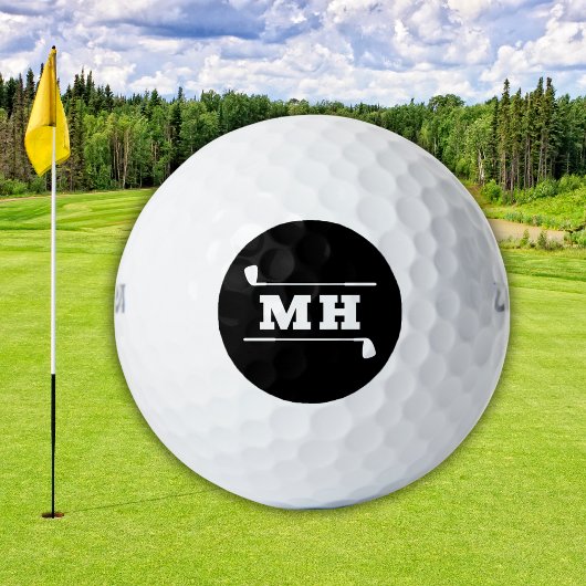 Balles De Golf Golf Initiales Classique Prépa Simple Noir Blanc