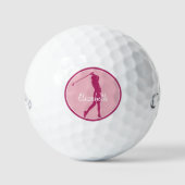 Balles De Golf Golf Joueuse Golfeuse Élégante Rose Monogramme Spo (Recto)