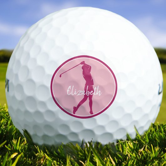 Balles De Golf Golf Joueuse Golfeuse Élégante Rose Monogramme Spo