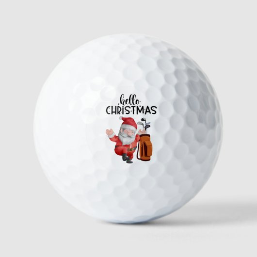 Balles De Golf Golf Joyeux Noël avec Père Noël jouant au golf (Recto)