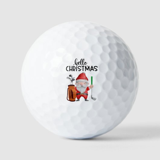 Balles De Golf Golf Joyeux Noël avec Père Noël jouant au golf (Recto)