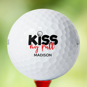 Balles De Golf Golf Kiss My Putt Funny Modern Personnalisé Nom